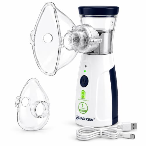 Image of Portable Mesh Nebulizer for Home Use | Rechargeable Handheld Mist Inhaler with Mask