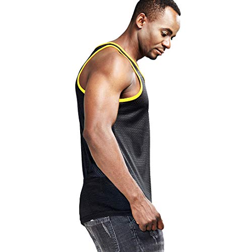 Aimpact Mens Casual Basic Tank Tops Mesh Quick Dry Workout Running Sleeveless Shirts(Black M) #TOP3