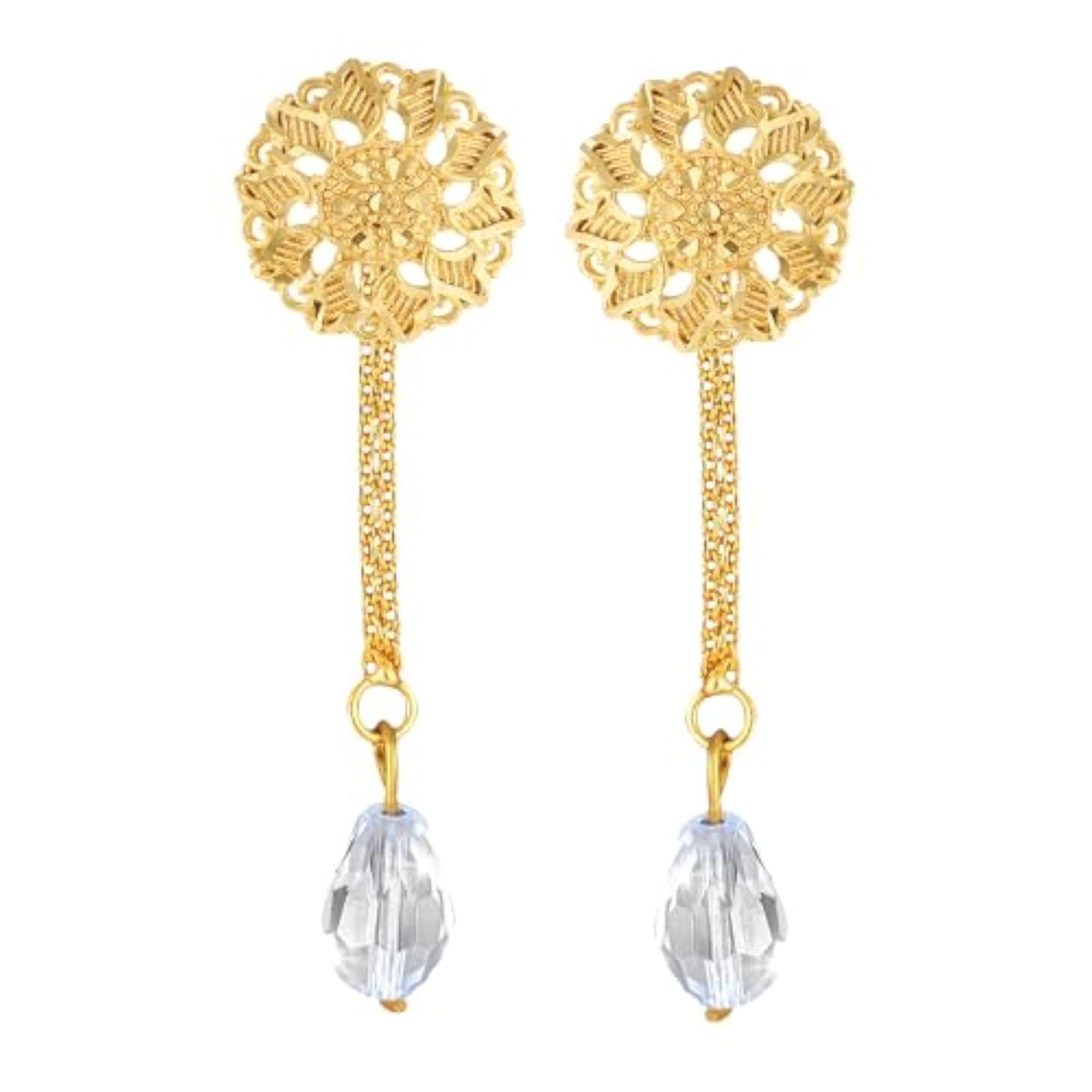 Women's CZ Stone Studded Removable Stud & Drop Combo Earrings