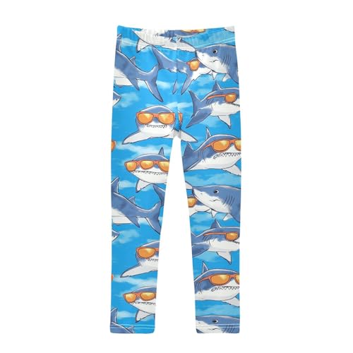 Sharks Orange Girls' Leggings Toddler Doodles Sunglasses Kids Yoga Pants Dance Active Tights 4T
