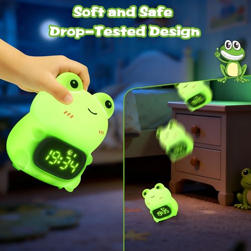 Image of OkiyiD Alarm Clock with Light, Frog Digital Clock Night Light for Kids Girls Boys, Silicone Frog 3-in-1 Rechargeable Alarmclock Lamp Count Down Timer, Cute Alarm Clocks for Bedroom Adult Office