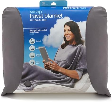 travelrest 4-in-1 Travel Blanket – Wearable Blanket, Pillow & Bod...