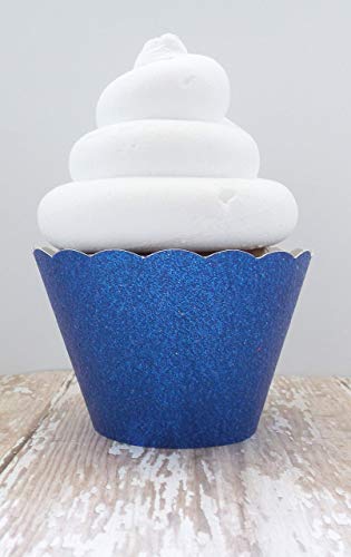 Royal Blue Metallic Glitter Cupcake Wrappers Party Dessert Decorations Standard And Mini Holders Set Of 12 #TOP5