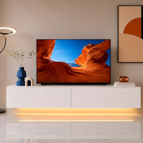 GOKHOMX Mueble TV LED RGB 180 cm Blanco, suspendido o con Patas