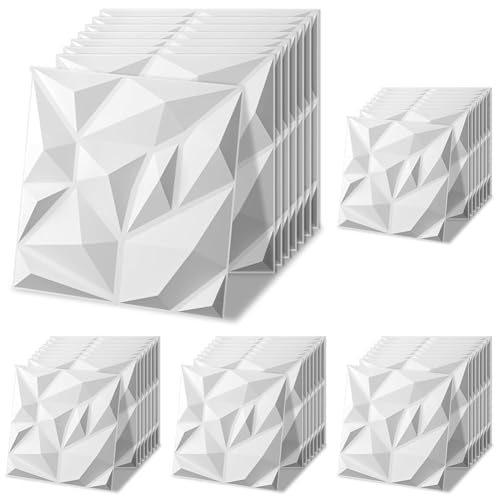 Image of Art3d 100 Pack Decorative 3D Wall Panels, 19 Sq.Feet PVC Interior Wall Decor, 11.8 inchx11.8 inch, White