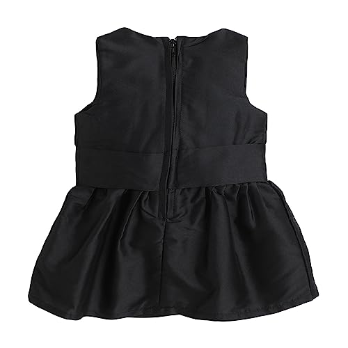 Image of Hopscotch Girls Knee Length Polyester Bow Applique Sleeveless Party Dress in Black Color