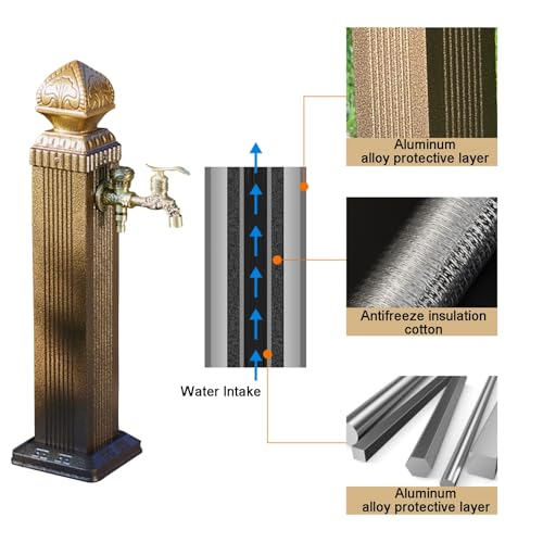 UWYTGF Water Column Garden Faucet Outdoor Retro Garden Water Column, Freestanding Water Column Garden Water Tap with Outdoor Hose Stand,One Color,65cm/26in