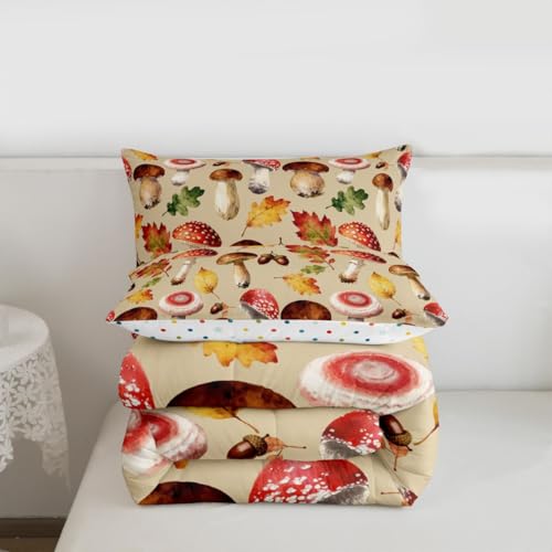 Image of Feelyou Mushroom Fungus Wild Comforter Set Queen Size Kids Boys Girls
