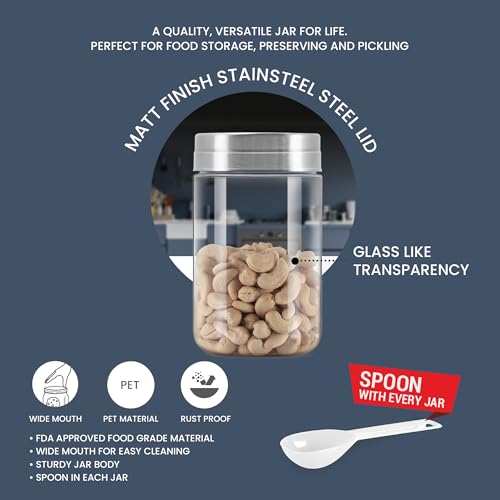 Image of MILTON Steel Seal 750 Airtight Food Grade Modular Plastic Container | BPA Free, Stackable & Transparent | Wide Mouth with See-Through Lid | Ideal for Cereals, Pulses, Spices, Set of 2, 750 ml each