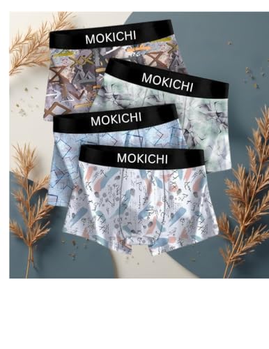 Image of Men's Printed Boxer Briefs Pack of 4 | Soft Stretch Cotton Blend Trunks | Breathable Comfortable Innerwear | Elastic Waistband |