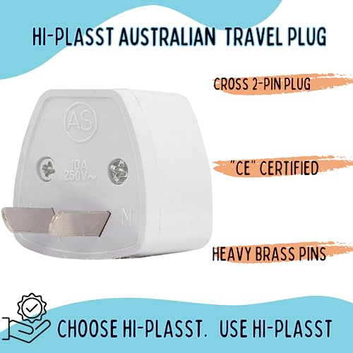 Image of Hi-Plasst India to Australia Plug Adapter | Pack of 1 | Universal Travel Adapter Type-I (3-Pin) | Socket Converter for China, NZ, Argentina, Fiji | Australian Adapter for Phones, Laptops