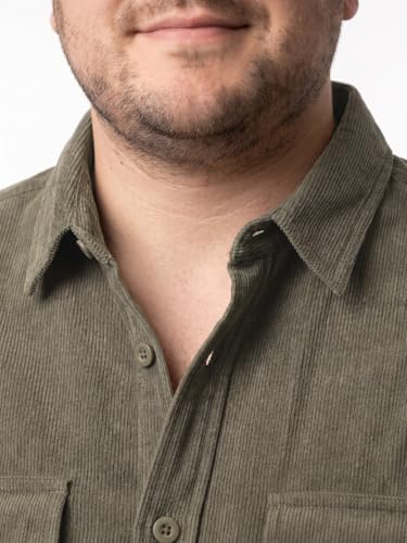 Image of Urbano Plus Men's Corduroy Full Sleeve Regular Fit Solid Overshirt with Utility Pockets