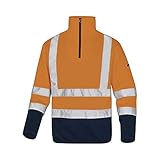 10 Stück Delta Plus MARHVOMXX Hochsichtbarer Fleece-Pullover im Polyesterlook, Neonorange/Marineblau, Größe XXL, 10 Stück