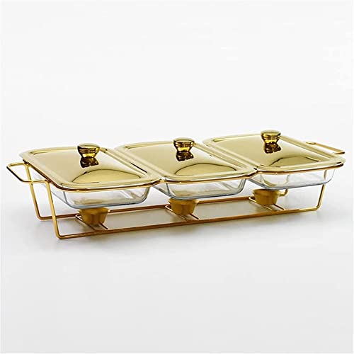 Chafing Dish Buffet-Set, rechteckig, Edelstahl, Chafers und Buffet-Wärmer Sets mit Tabletts, Pfannendeckel, Rahmenständer für Küche, Party, Bankett, 3 x 1,3 l