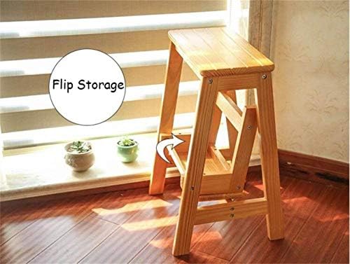 Solid Wood Folding Step Ladder Stool - Multifunctional Chair for Changing Shoes, Ideal for Home Use