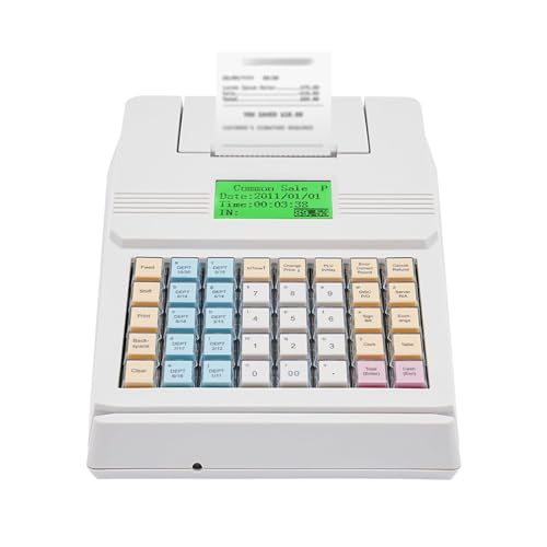 Cash Register, Cash Management System, Menu Based Control System Cash Register with Printer, Multi-Functions Commercial Cash Register for Small Businesses, Clear 8-Bit Operator Display