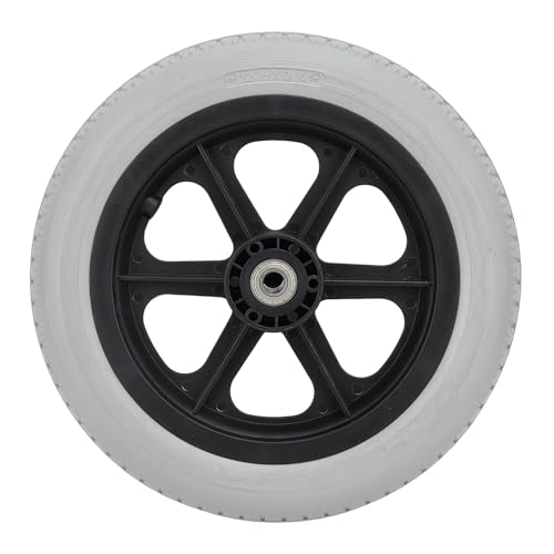 Natudeco Wheelchair Caster 12in Solid PU Wheel Non Slip Manual Wheelchair Rear Wheel Replacement Transport Chair Parts Gray