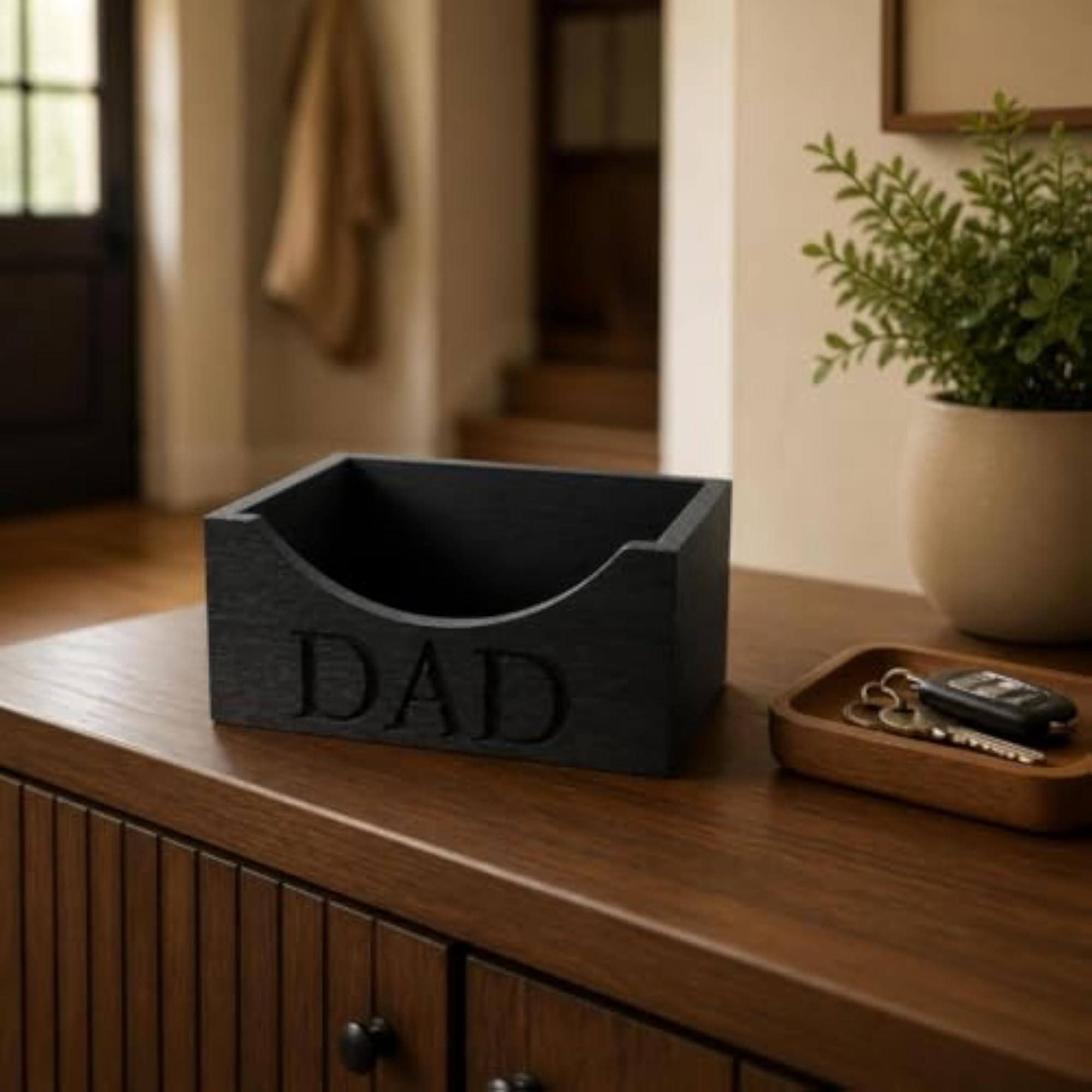 Baseball Cap Holder with DAD Lettering, Decorative Wooden Stand
