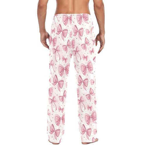 Men's Bows Pajama Pants with Pockets - Straight Fit Cotton Sleep Bottoms for Lounge & Nightwear#1393