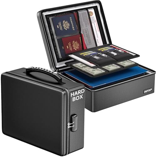 ENGPOW Fireproof Document Box, Hard Case File Box with Fireproof ...