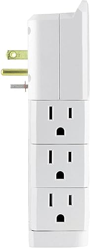 Miniatura 3 de GE Pro 37063 - Extensor de 6 tomas de corriente con tomas giratorias, adaptador de grifo de pared, rotación de 90 grados, 1080 julios, certificación