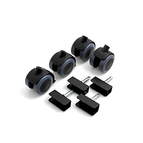 Preisvergleich Produktbild Design61 Universal Möbelrollen mit U-Aufnahme 16mm Gummirollen Lenkrollen Laufrollen Bodenschutz Rollen mit Feststeller Plattenschuhe mit Stift 4 Stück