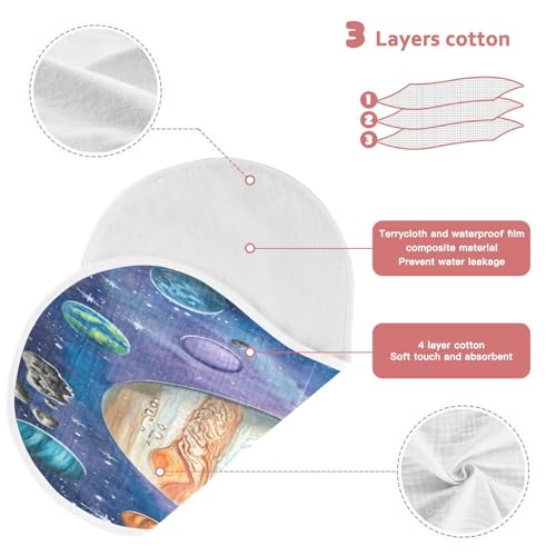 J JOYSAY Planet Starfield Blue Baby Burp Cloths for Boys Girls Large 22''x11'' Cotton 4 Layer Large Burp Cloths for Drool Unisex one sizex13