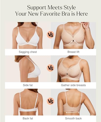 Image of Popilush Wireless Push Up Bra Comfortable Supportive Everyday Bras