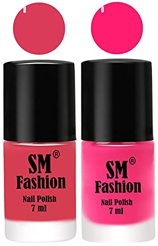 Image of Long Lasting Nail Polish | Nail Paint Combo 7 ml Each) - Set of 2 Rose-Deep Pink
