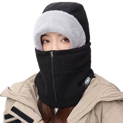 Generisch Protección facial de invierno para hombres, impermeable, acolchada, resistente al viento, cálida, capucha con protección integrada para el cuello para hombre, para ciclismo, senderismo