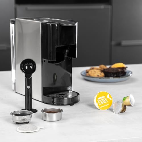 Princess 01.249450.01.001 Caffettiera Multifunzione, Compatibile con capsule Nespresso,Dolce Gusto,cialde ESE e caffè macinato, 19 bar, Nero e argento, 800 ml - immagine 6