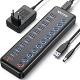 Powered USB Hub, Wenter 11-Port USB Splitter Hub (10 Faster Data Transfer...