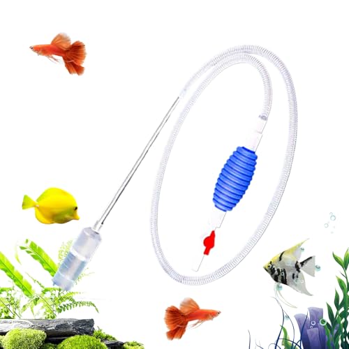 Aspirador Limpiafondos para Acuarios - Sifón de Manguera Transparente de Flujo Rápido - Accesorios de Limpieza para Principiantes con Peces Dorados, Camarones, Tortugas y Estanques Domésticos