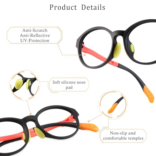 Image of LifeArt Kid Blue Light Blocking Glasses, Filter 85% of Harmful Blue Light, Anti Eyestrain and Blurry, Computer Glasses, Cut UV400 Anti Glare(Orange)
