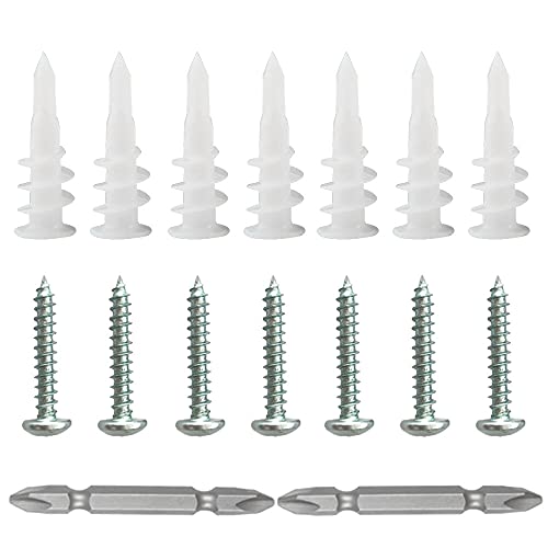 Hazrcvr Cheville en Plastique 100 Pièces Cheville mur Creux ChevillePlaco Cheville pour Parpaing Creux Cheville Beton Vis pour Cloisons Sèches Chevilles avec Vis de Taraudage Auto Foreuses