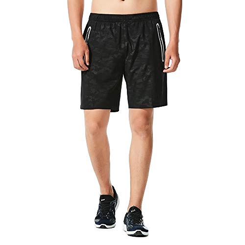 Chyu Short de sport pour homme Soft Comfort à séchage rapide avec poche zippée XL noir