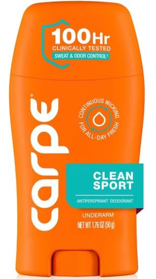 New Carpe Men's Antiperspirant Deodorant, 100HR Sweat and Odor Control, Clean Sport, 1.76 oz