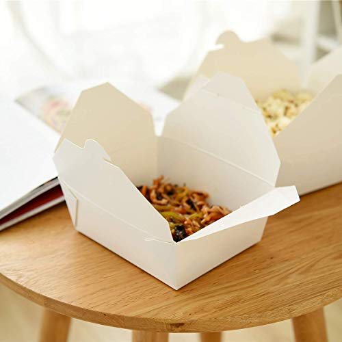 Take Out Boxes 45 Oz White Chinese Take Out Containers 40 Pack Microwaveable Folding Natural Food Box Meal Prep Containers for Food Ideal Leak and Grease Resistant for Restaurants, Weddings