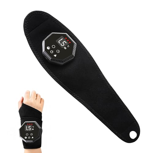 Masseur de poignet thermothérapie à lumière rouge et 5 modes vibration