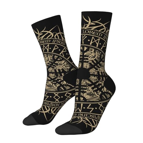 Cool Norse Viking Vegvisir Runic Compass unisex Novelty Crew Socks -Print Design Stretch Comfort Fit