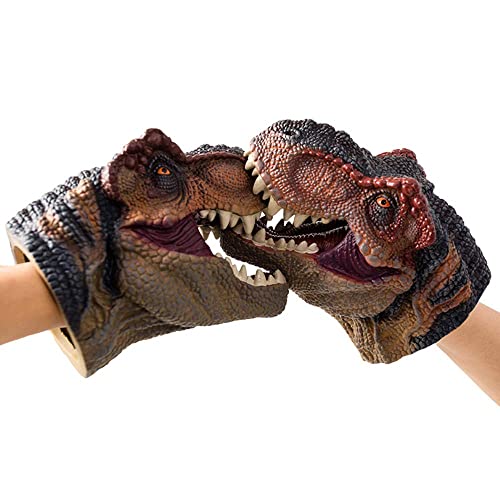 Dinosaurier-Spielzeug, Handpuppe Tyrannosaurus Rex Spielzeug, Dinosaurier-Hand aus weichem Gummi, realistisches Jurassic Spielzeug für Kinder (2 Stück) Cover