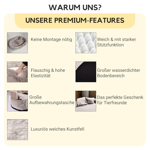 FURRYFECTION Hundebett für Menschen, 180x114x35,6cm großes Hundebett in Menschengröße für Erwachsene und Haustiere, waschbarer Kunstfellbezug, riesiges Nickerchenbett mit Decke und Kissen