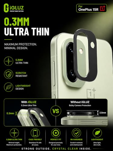 Image of iGluz Compatible with Oneplus 15R Camera Lens Protector (1 Pack) | Premium 9H Tempered Glass Camera Guard | Ultra Clear HD | Scratch Resistant | Case Friendly Fit | Bubble Free Easy Installation