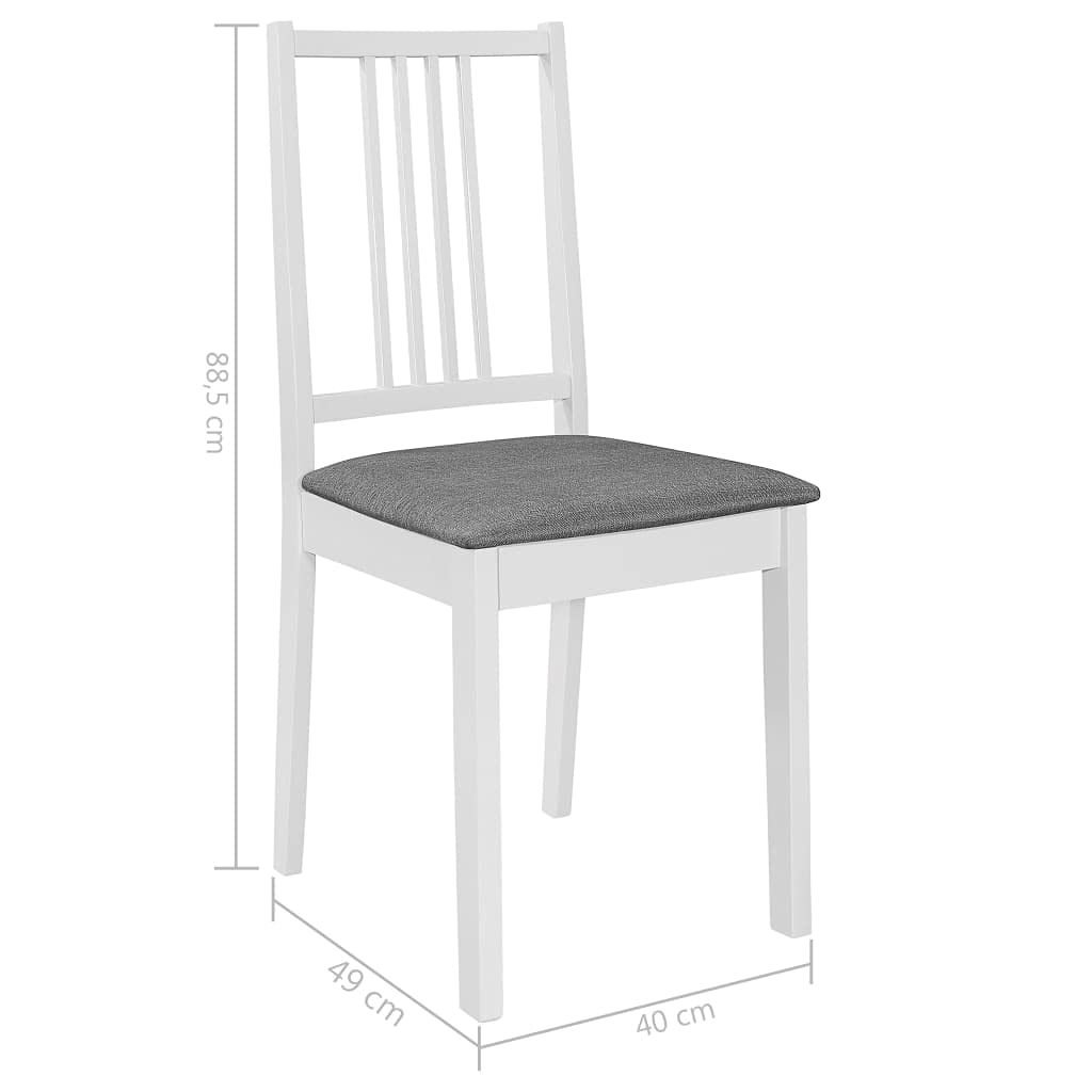 5-częściowy zestaw do jadalni, biały z płyty MDF i litego drewna gumowego z wysuwanym stołem do jadalni 80-120 x 80 x 74 cm, 4 tapicerowane krzesła z oparciem do kuchni, jadalni, rodziny i gości