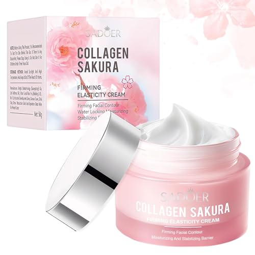 Collagene Sakura Crema Viso, Crema Sakura, CremaCollagene Viso, CremaVisoCollagene, SakuraSkin Care, CollageneCremaViso per Idratante Nutriente Ammorbidisce, Adatta a Tutti i Tipi di Pelle