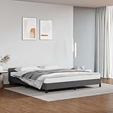 DYRJDJWIDHW Grey Bed Frame with Headboard 160x200 cm, Simili Leather Upholstered Platform Bed with Wood Slats Support, Modern Bedroom Furniture for Master Bedroom and Guest Room