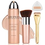 AIUEO Airbrush Foundation Makeup Spray for Mature Skin Lightweight Full Coverage Airbrush Flawless Setting Spray Foundation Makeup-05 Light