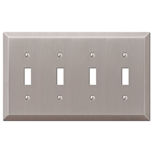 Amerelle Century Quadruple Toggle Steel Wallplate in Brushed Nickel