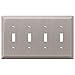 Amerelle 163T4BN Century Steel 4 Toggle Wallplate, Brushed Nickel