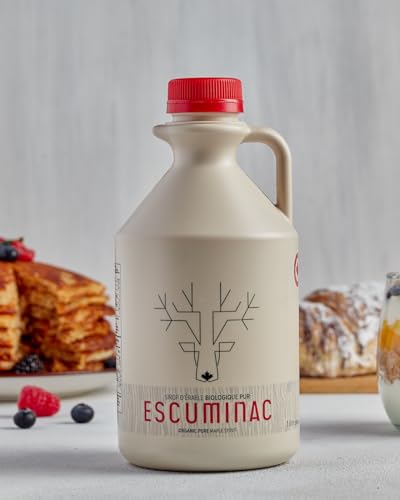 Escuminac Canadian Maple Syrup. 100% Pure & Organic. Late Harvest, Family Size 1L (33.8 fl oz) - Canada Grade A - Dark Robust Taste